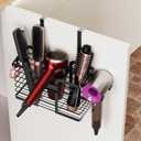 YIGII Hair Dryer Holder, 3 in 1 Hair Tools Organizer Blow Dryer Holder Adjustable Height Cabinet Door/Wall Mounted Bathroom Organizer and Storage for Hair Dryer, Flat Irons, Curing Wands (14.92*5.47*14.05)