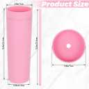 16 oz Pink Skinny Tumblers with Lid and Straw, 10 Pack Bulk Tumblers, Reusable Double Wall Plastic Cups for Iced Coffee, Travel, and Home, Leak-Proof, Insulated Drinkware Gift Set for Women and Girls