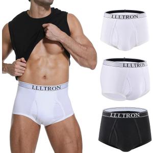 Incontinence Underwear for Men Washable Cotton Briefs Reusable Urinary Protective Absorbent Underwear for Bladder Leakage Control 150ml 3-Pack（2White+1Black，XL）