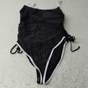 Viottiset Women's Ruched Drawstring One Piece Swimsuit Tummy Control High Cut Bathing Suit Large