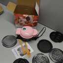 Mini Waffle Maker with 6 Removable Plates, Small Heart Waffle Maker Keto,3-in-1 Multi-plate set, Wafflera Iron for Kids Family&Individuals,4'' Non Stick Cooking Plates with Fast & Even Heating (Pink)
