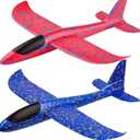 BooTaa 2 Pack Airplane Toys, 17.5" Large Throwing Foam Plane, 2 Flight Mode Glider, Flying Toy for Kids, Birthday Gifts for 3 4 5 6 7 8 9 10 11 12 Year Old Boys Girls, Outdoor Sport Toys Party Favors