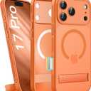 for iPhone 17 Pro Case Magnetic with Stand, Camera Control Button, Full Lens Protection, Compatible with MagSafe, Military Grade, Translucent Thin Women Men Hard Case for iPhone 17 Pro, Orange