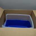 IRIS USA Large Open Top Cat Litter Box with High Sided Walls, Tall Scatter Shield, Scoop Included Easy Clean Plastic Pan Stain Resistant for Big Cats Kittens Indoor Multi-Cat Households (Blue)