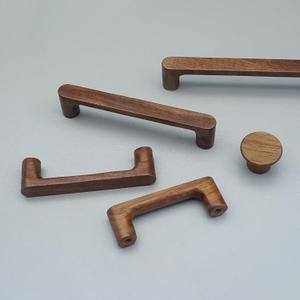 MFYS 6 Pack Walnut Wood Drawer Pulls Handes Rustic Cabinet Pulls Handles Wood Dresser Knob Kitchen Furniture Hardware (6, 6-5/16" Hole to Hole)