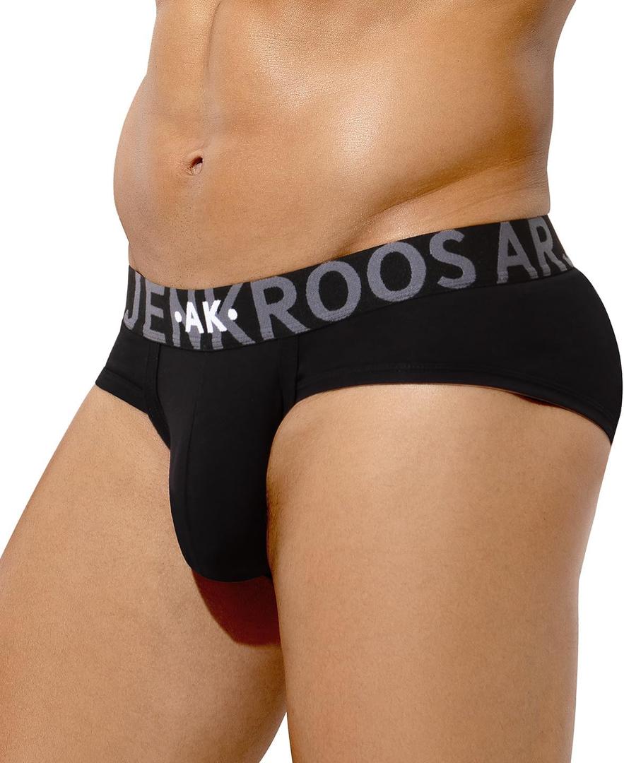 Arjen Kroos Men's Cotton Sport Briefs Sexy Low Rise Briefs Athletic Pouch Underwear, Black, Small