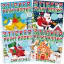 4 Pcs Christmas Paint by Sticker Books by Number Books Activity Book Sticker Puzzle Book Craft Art Gift Snowman Santa Claus Xmas Tree 32 Pictures
