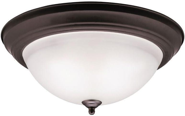 Kichler 8116NI Flush Mount Round Glass Ceiling Lighting, Brushed Nickel 3-Light (16" W x 7" H) 180 Watts