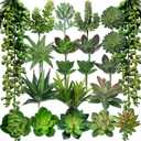 Winlyn 21 Pcs Assorted Artificial Succulents Plants Unpotted Small Green String of Pearls Cacti Aloe Picks Fake Succulents Bulk for Succulent Garden Wreath Floral Arrangement Indoor Outdoor Home Decor
