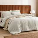 Bedsure Queen Size Comforter Set, Beige Soft Prewashed Bedding for All Seasons, 7 Pieces Warm Winter Down Alternative Bed Set, Fluffy Bed in a Bag with Sheets, Pillowcases & Shams