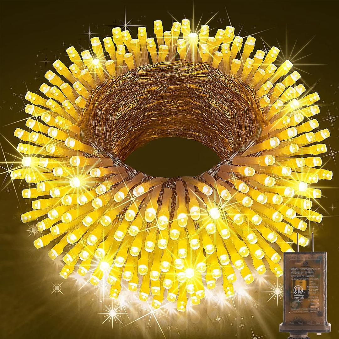 KNONEW 403ft 1000 LED Christmas String Lights Outdoor 8 Modes & Timer Fairy Light Plug in Waterproof LED Wedding Lights for Xmas Yard Tree Party Holiday Decor (Warm White)