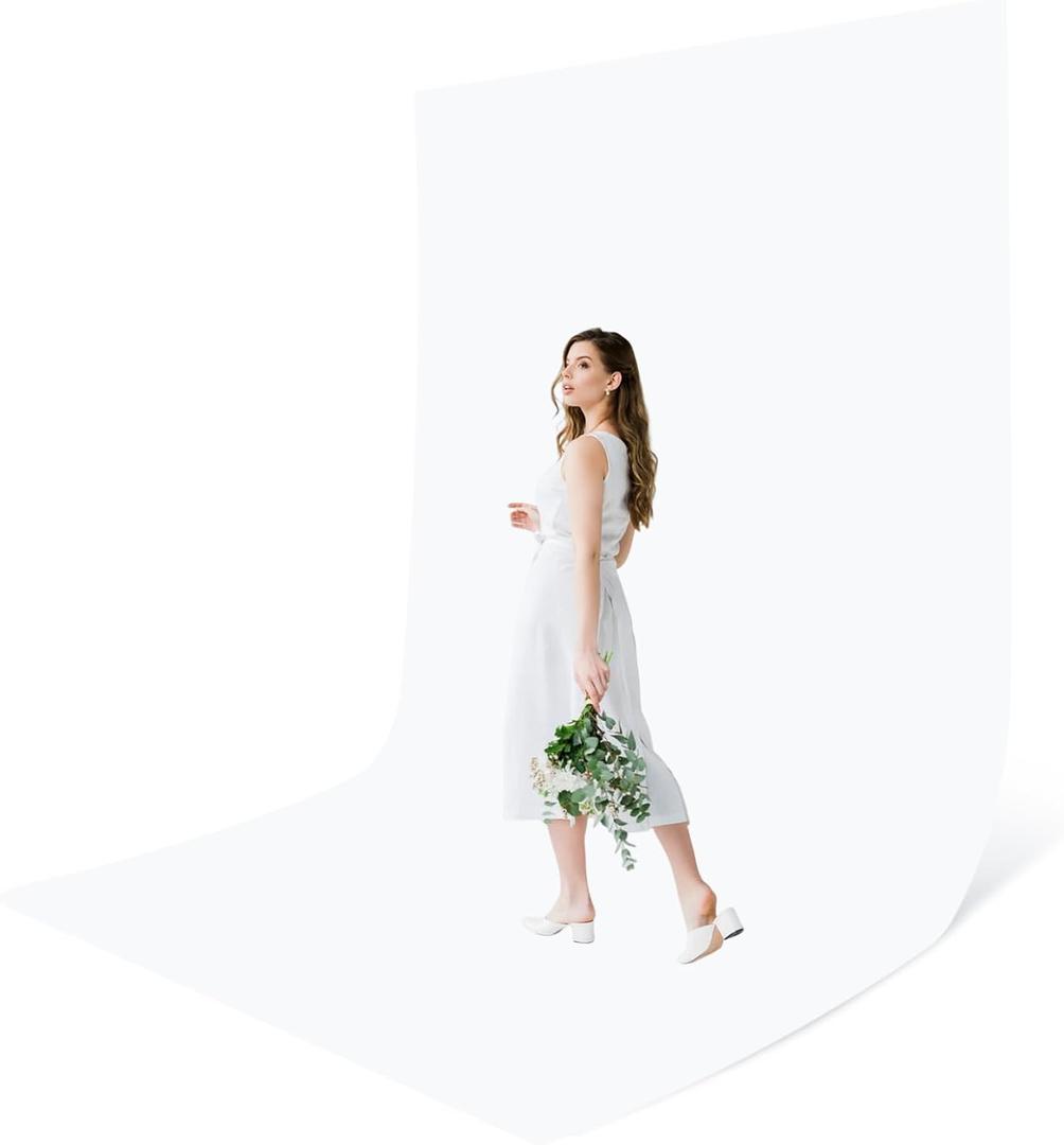 5X 6.5 Ft White Backdrop Photography, White Screen Photo Booth Backdrop for Photoshoot, Party and Video, Photo Background for Product, Portrait, Video Recording