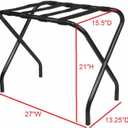 King's Brand Furniture-Black Metal Foldable Luggage Rack Stand with Nylon Belts