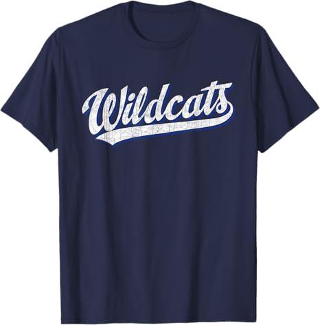 Wildcats Vintage Sports Name Design Gifts Men Women Kids Boy T-Shirt (Blue, S)