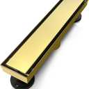 SaniteModar Linear Shower Drain, Gold Shower Drain 12 inch with 2 in 1 Tile Insert Panel, with Hair Strainer and Leveling Feet