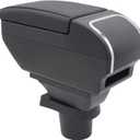 YJYWZH Armrest Box for Toyota Yaris Vitz 2006-2011 Center Storage Box Hand Interior Centre Consoles with Cup Holder Arm Rest Double-Layer Accessories (Black with Black Thread)