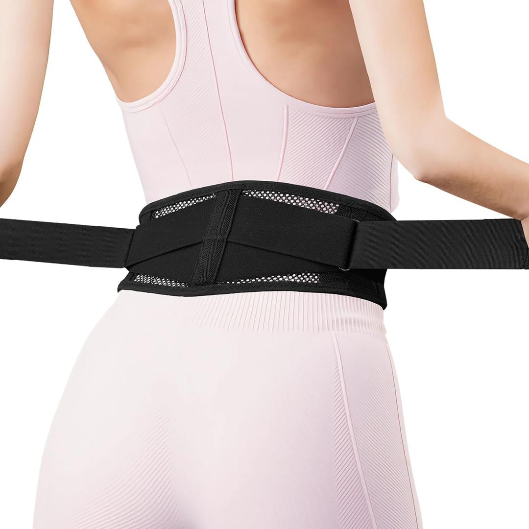 Slim & Narrow Back Brace for Lower Back Pain Women and Men, Lightweight & Thin Back Support Belt for Sciatica, Herniated Disc Relief, Breathable Lumbar Support Belt with Dual Adjustable Compression-M (Medium(Waist:32"-42''))