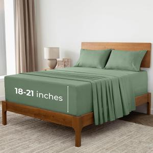 Mellanni Extra Deep King Sheets - 4 PC Iconic Collection Bedding - Hotel Luxury, Ultra Soft, Cooling Bed Sheets - Wrinkle, Fade, Stain Resistant (King, Sage), King - EXTRA DEEP pocket