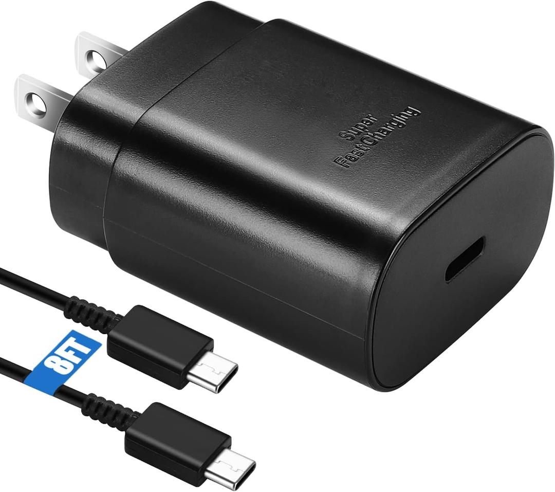 Super Fast Charger USB C Charger,25W USB C Wall Charger Block &8FT Type C Cable for Samsung Galaxy S26/S25/S24/S24 Ultra/S24+/S23/S23Ultra/S23+/S22/S22+/S22Ultra/S21/S21+/S20/S20+/S10/Note 20/Note 10