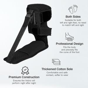 Upgraded Plantar Fasciitis Night Splint, Adjustable Straps Plantar Fasciitis Relief, Supportive Foot Braces with Arch Cushion for Plantar Fasciitis, Achilles Tendonitis, Foot Drop & Heel Spur Pain Relief Day & Night (Black)