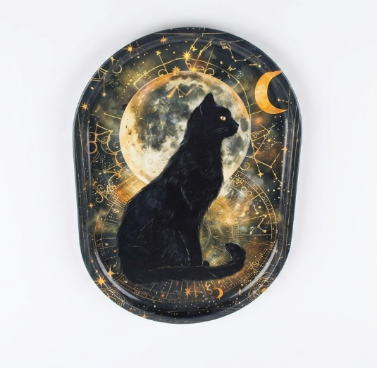 Smooth Surface Gaming Mousepad and Coaster Set, Beautifully Patterned Non-Slip Rubber Mousepad Suitable for Office and Home Mousepads, Divination Black Cat