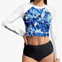 BesserBay Women's UPF 50+ Long Sleeve Rashguard Swimming Crop Top M