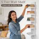 Versatile 5 Tier Wall Shelf Unit, Floating Shelves for Wall (Round Corner), Vertical Lack Wall Shelf for Bedroom, Vanity, Living Room, Home Decor Makeup Organizer Display, White