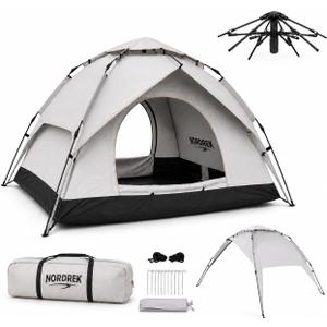 Pop Up Camping Tent with Screen Porch, 3 Person,4-Season Waterproof, One Size