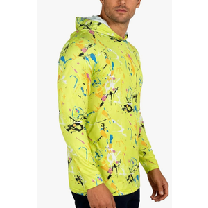 Men's Fishing Shirt with Hood,UPF 50+ Sun Protection Hoodie Camo Long Sleeve Shirts High Visibility Safety T Shirt, Smal