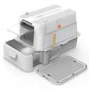Wooaidagg Covered Stainless Steel Cat Litter Box with Odor Control, Modular Design with Drawer, Easy to Clean with Scoop,XL Size Fits All Cats (Light Grey)