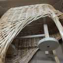 Wicker Baby Carriage for Baby Shower Vintage Wicker Stroller Woven Rattan Flower Basket Rustic Decorative Cart Storage with Handle for Floral Arrangement Wedding Photo Props (Wood Color,24 in)
