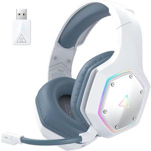 EKSA E1000WT Wireless Gaming Headset,2.4GHz USB Gaming Headphones with Microphone for PC, PS5, PS4, Nintendo Switch, 7.1 Surround Sound Headset, RGB Light, Ergonomic Design for Birthday Gift