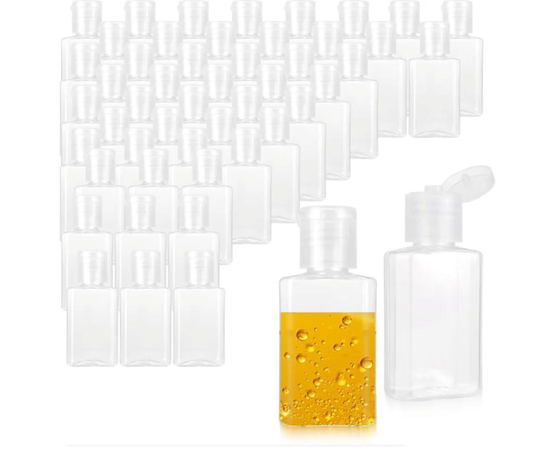 1 oz Plastic Bottles, 50-Pack Small Empty Hand Sanitizer Bottles, Leak Proof Travel Containers with Caps for Liquid, Lotion, Shampoo - 30mL Clear Refillable Squeeze Tubes for DIY, Toiletries