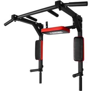 OneTwoFit Multifunctional Wall Mounted Pull Up Bar Chin Up bar Dip Station for Indoor Home Gym Workout, Power Tower Set Training Equipment Fitness Dip Stand Supports to 440 Lbs OT126 (Red)