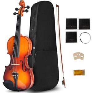 15 Inch MA350 Acoustic Viola, Satin Antique Solid Wood Viola with Case, Bow, Rosin, Musical Instrument Student Viola Set for Beginners Adults