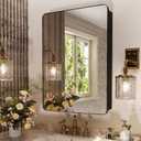 20x26 Matte Black Medicine Cabinet Mirror, Recessed/Surface Mount