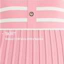 ZESICA Women's 2026 Casual Striped Midi Dress Crewneck Short Sleeve Button Ribbed Knit Swing Pleated A Line Dresses (Pink, S)