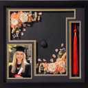 Sliner 2026 Graduation Shadow Box Frame 12.5 x 13 Inch Display Case with Acrylic Window for 3 x 5 Photo Grad Cap Tassel Wood Graduation Cap Frame for 2026 Graduates Tabletop Wall Display Party Gift