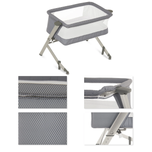Dream On Me Flora Baby Bassinet in Storm Grey, Lightweight and Portable Travel Bassinet with Carry Bag, Five Adjustable Height Position, Mattress Pad Included