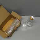 5 Pack Bamboo Bathroom Accessories Set with Tray - Plastic Soap Dispenser Clear Toothbrush Holder and 2 Qtip Holder Cotton Ball Container Jar