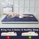 Japanese Foldable & Portable Roll-up Camping Mattress, Blue Twin
