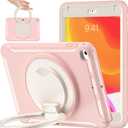 BATYUE for iPad mini 5/4 7.9 Inch Case (2019/2015),Shockproof Protective Cover with Pencil Holder, 360° Rotating Stand for Kids and Adults - cherrypink (A1-Ring Kickstand(Cherry Pink))