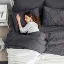 Bedsure King Size Comforter Set Dark Grey - Bed in a Bag Bedding Set 7 Pieces, GentleSoft Pintuck Bed Set Gift for Family, Pinch Pleat Dark Grey Comforter with Sheets, Pillowcases & Shams