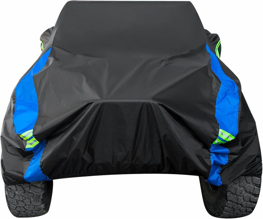 Avecrew for Jeep Wrangler Cover Waterproof 2 Door, All Weather for Jeep Rain Cover for Automobiles, Outdoor Full Exterior for Jeep Covers Fits JK JL TJ YJ CJ (Black-Blue)