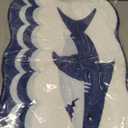 Luxury Shark Bathroom Rugs, Cute Blue Bath Mat with Navy Blue Wave Design, Extra Soft Microfiber Non-Slip Mat for Tub & Shower,Trendy Aesthetic Fun Preppy Decor, 1'11" x 1'4"