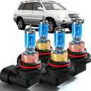 XFLHEHD Highlander Halogen Headlights Bulbs Fits for 2000-2007 Toyota Highlander, Ultra Bright 5000K White Highlander High Low Beam Light Bulbs Combo, Plug and Play, 4 Pack