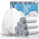 60 Counts 1.6 Gallon Mini Drawstring Trash Bags, Small Garbage Bags by KSSKSS, Code a fit 4.5-8 Liter, 1.2-2 Gal, White Trash Bin Liners for Home Office Kitchen Bathroom Bedroom