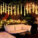 High Brightness 10 Tube 540 LED 20 Inch Meteor Shower Rain Lights Cascading Falling Rain Outdoor Lights for Christmas Eaves Tree Decoration Icicle Raindrop(Can Connect 100 Sets)