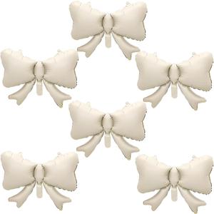 6Pcs White Bow Balloons - White Mylar Bow Coquette Balloons for Bows Birthday Decorations - Birthday Supplies