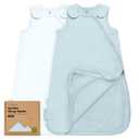 2-Pack Organic Baby Sleep Sacks, 100% Cotton - Soft & Breathable 0.5TOG Baby Wearable Blanket, Toddler Sleeping Sack 0-6 Months, Easy to Wear Transitional Swaddles for Newborns, Infants (Glacier, S)